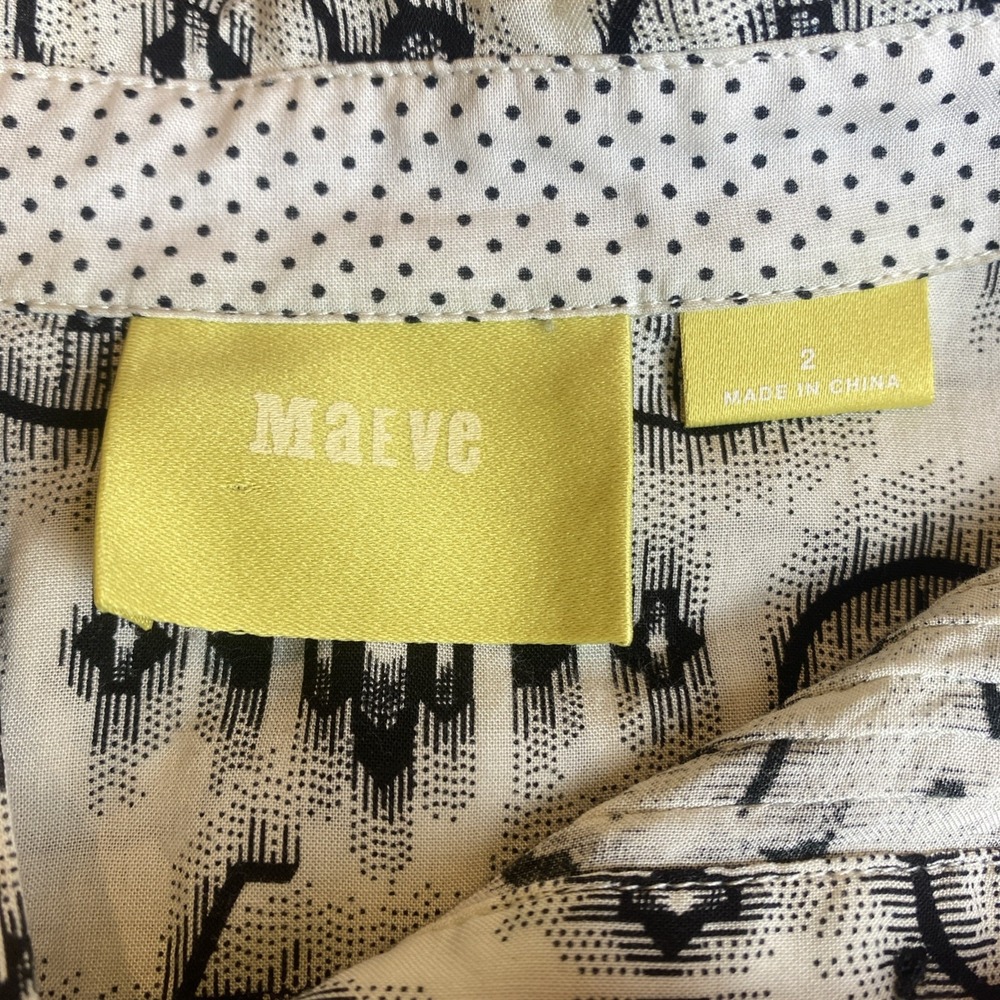 Anthropologie MAEVE Bicycle Motif Whimsy Pull Over Black/White sz 2 Long Sleeve - Picture 5 of 10